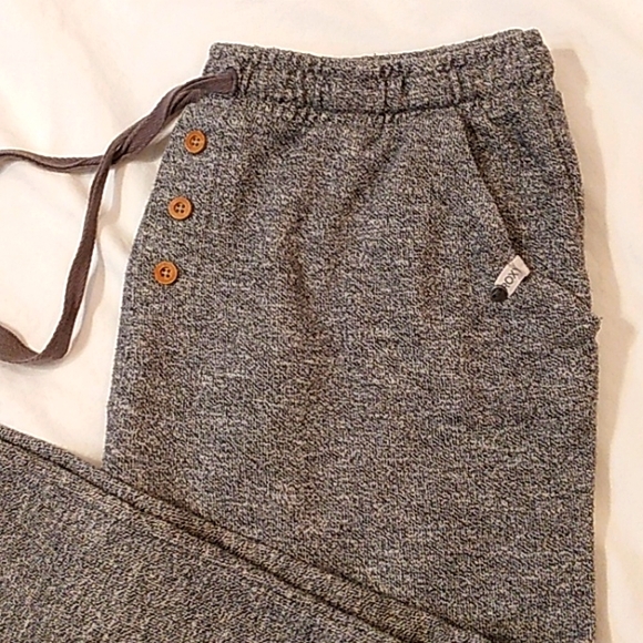 ROXY BUTTON FRONT ROLLED CUFF HEATHER GRAY COMFY PANTS - Picture 2 of 6